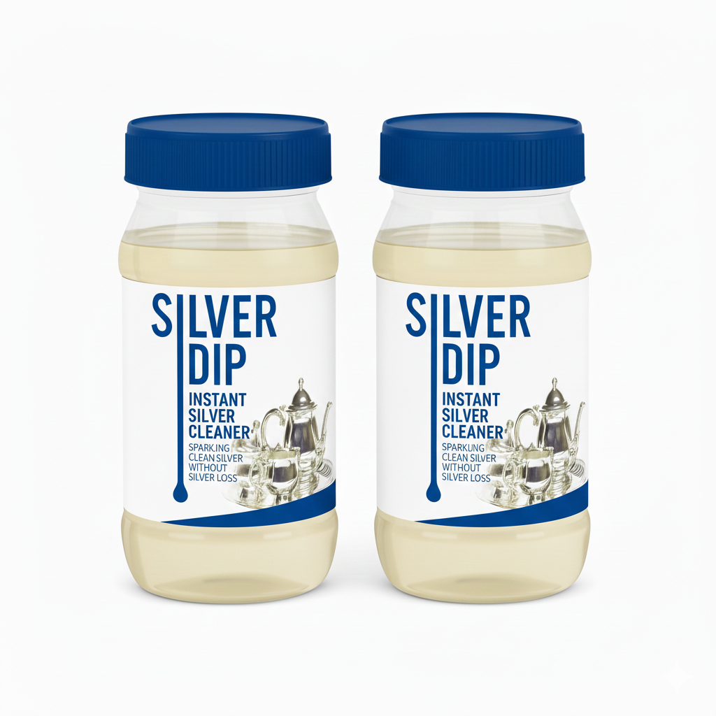 Instant Silver Dip Cleaner Liquid - Fast Acting Tarnish Remover for Jewellery, Pooja Items & Utensils Sparkling Clean - 300ML Pack of 2