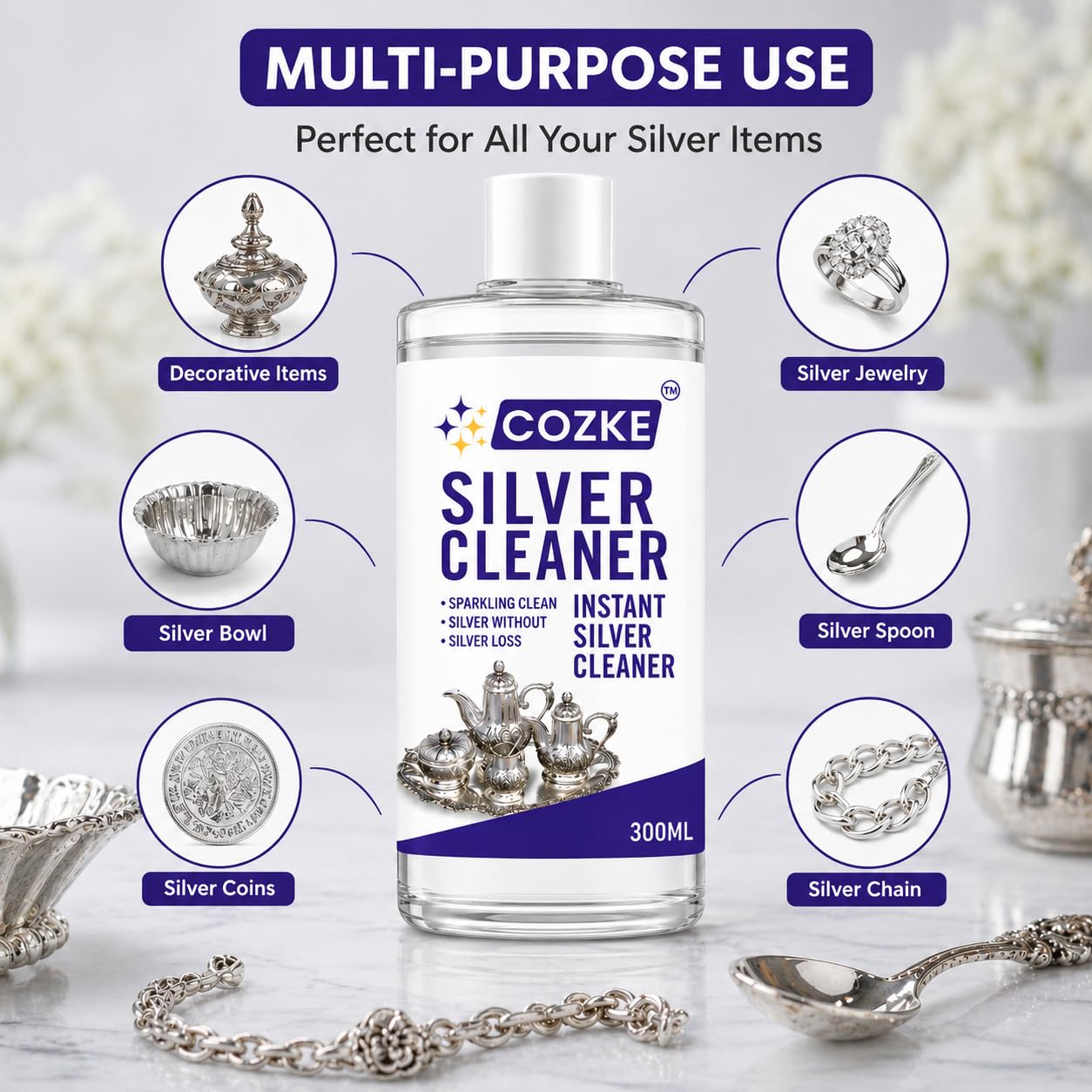 Instant Silver Dip Cleaner Liquid - Fast Acting Tarnish Remover for Jewellery, Pooja Items & Utensils Sparkling Clean