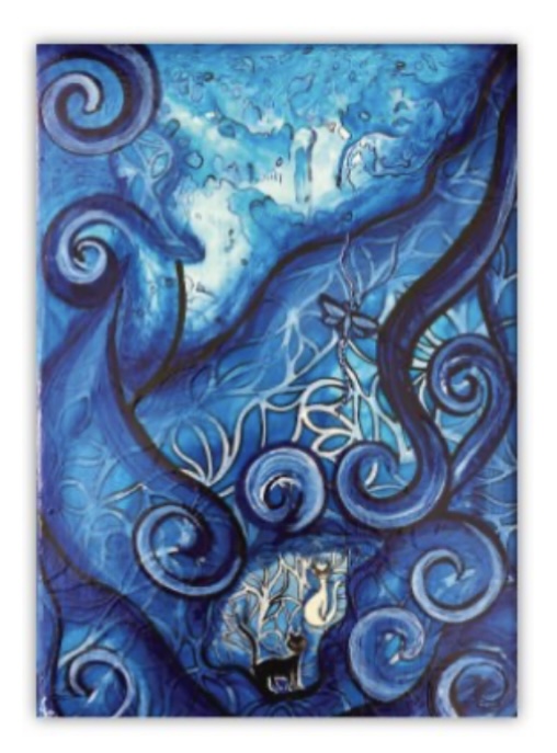 Blue Abstract Swirl Canvas