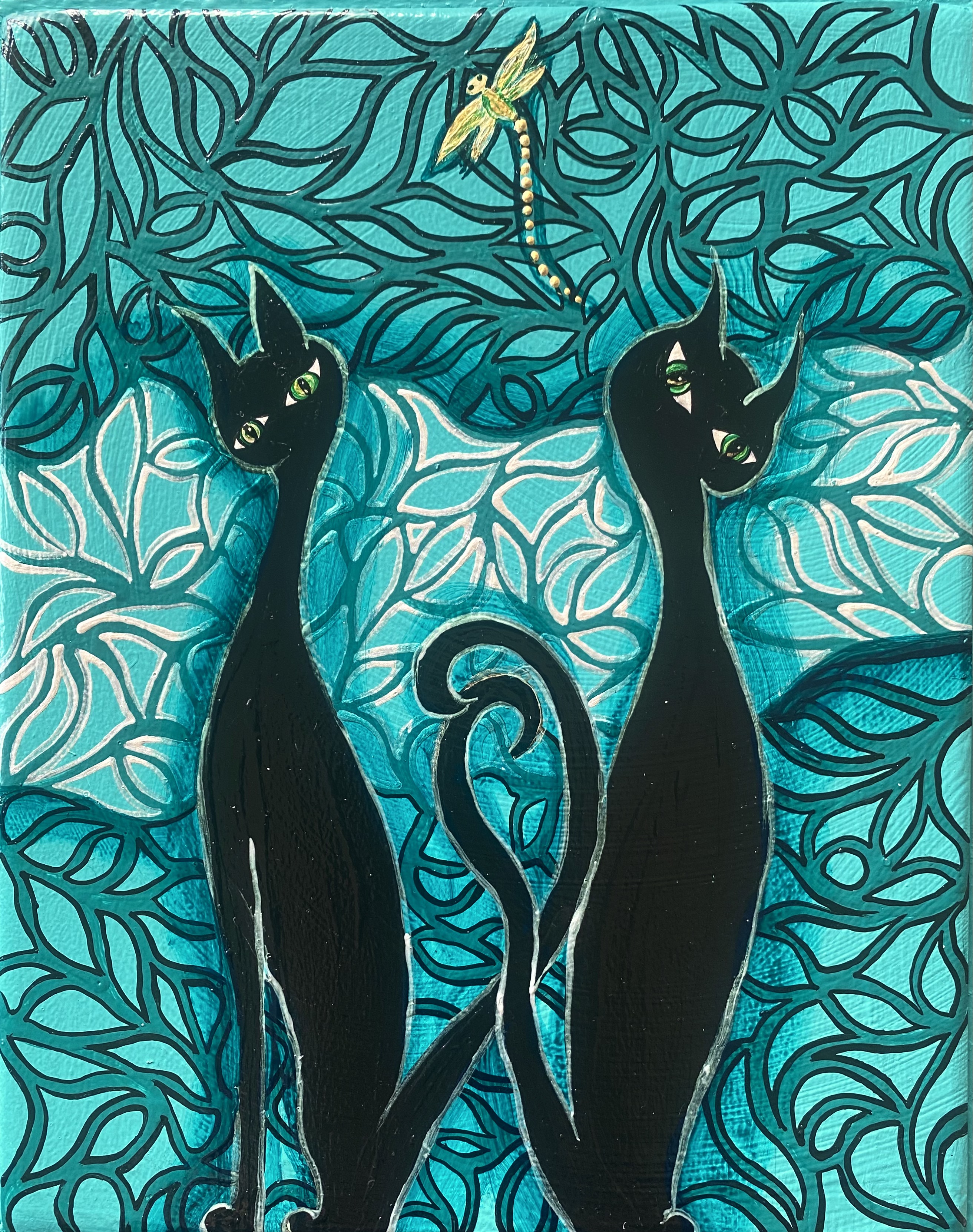 Whimsical Black Cats duo