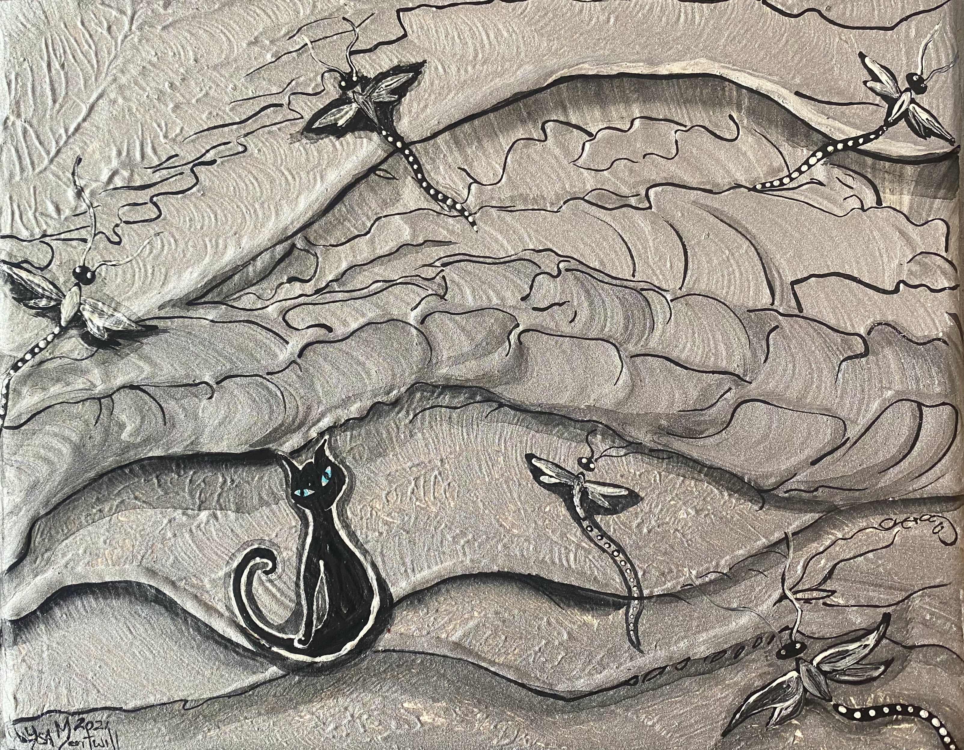 Dune Cat & Dragonflies 