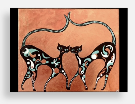 Retro cat duo ( copper )