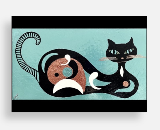Retro cat ( horizontal turquoise )