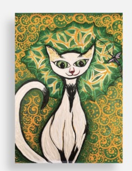 Whimsical Cat Art Canvas