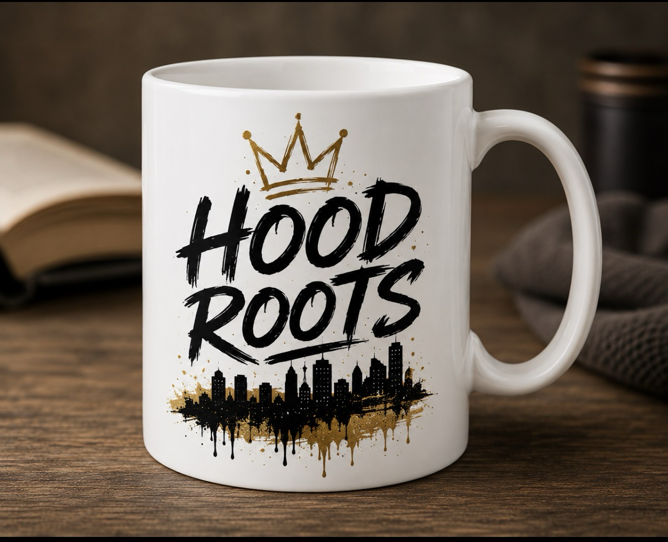 Hood Roots® Crown Edition | White Glossy Coffee Mug (11oz)