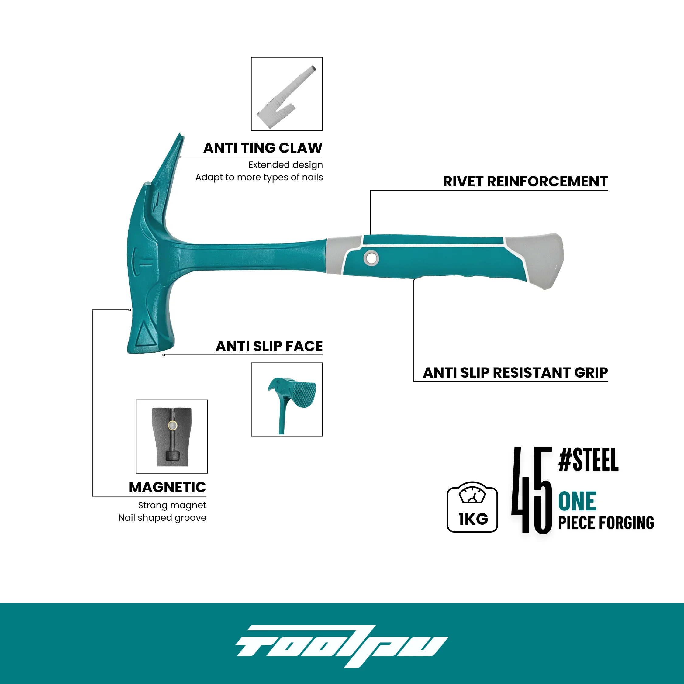 Roof Hammer - Industrial grade steel handle, OEM, DIY nail hammer
