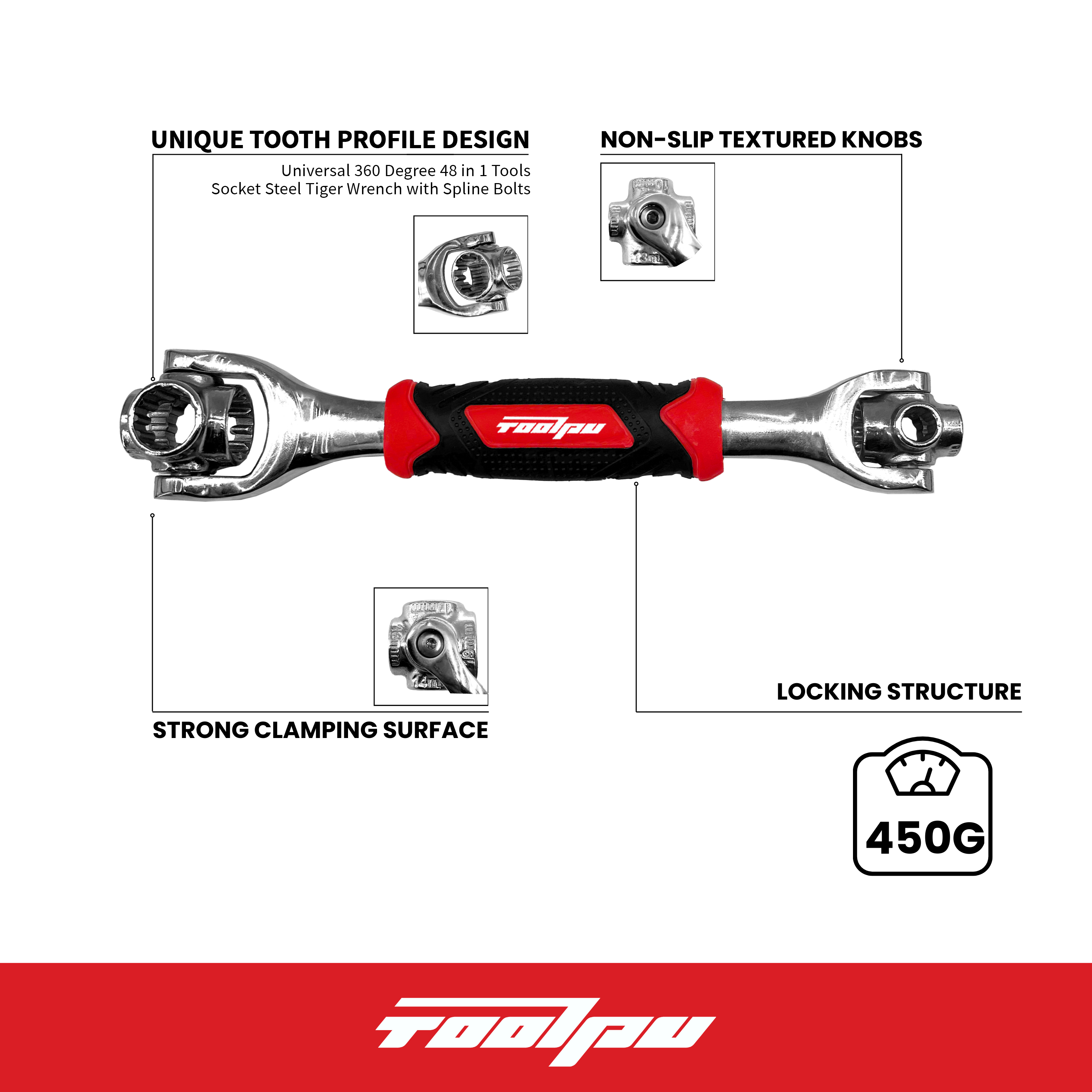 Multi-Purpose Tiger-Shaped Wrench 48-Piece Set Of Socket Wrenches