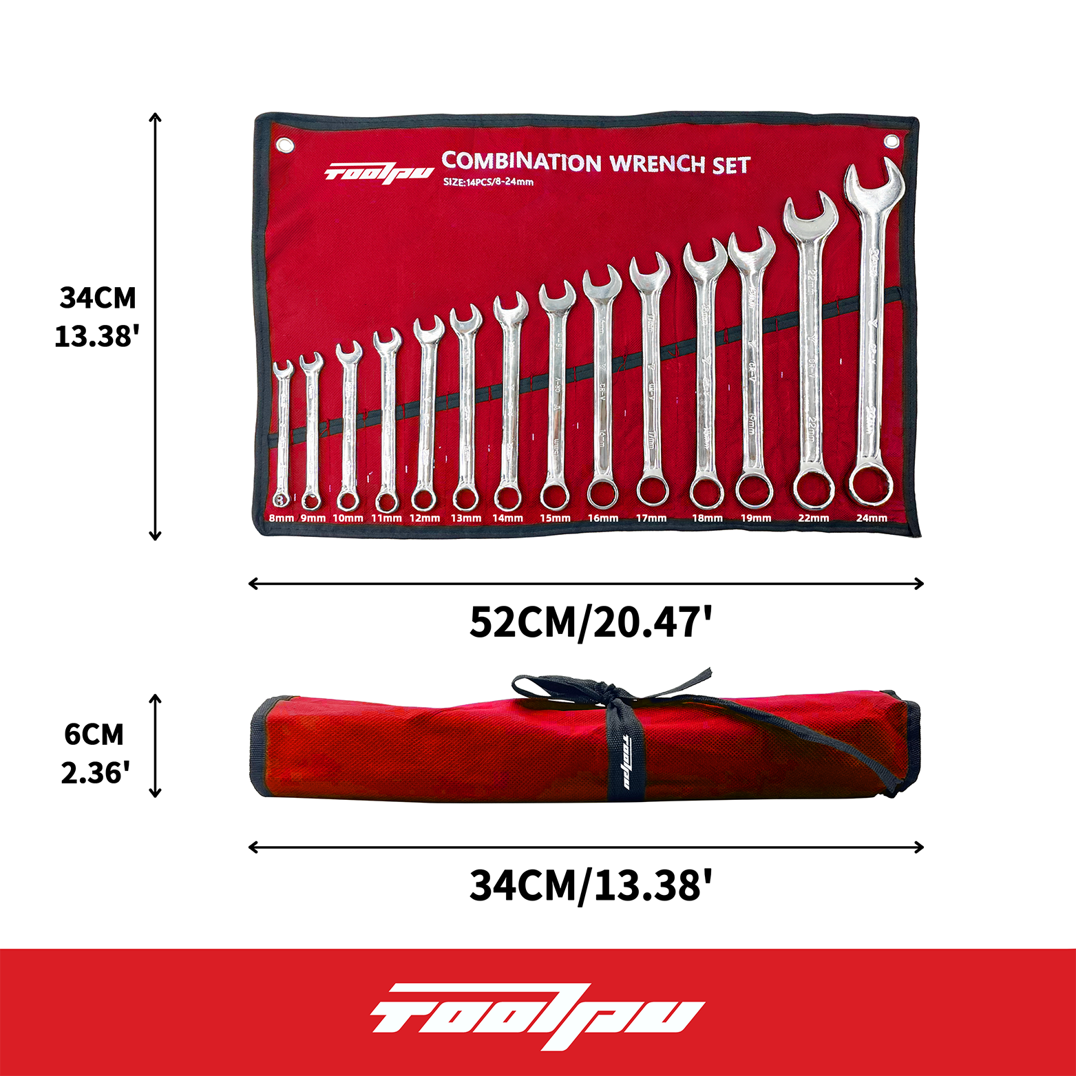 14-Piece Set Of 8-24MM Combination Wrenches