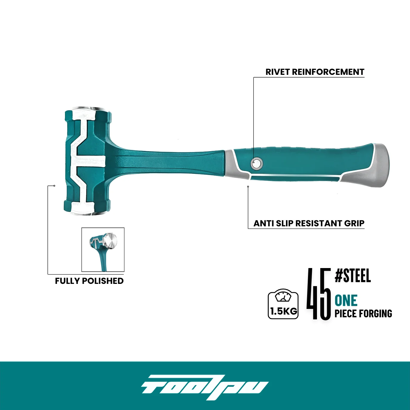 Industrial-Grade Sledge Hammer, Featuring A Non-Slip Fiberglass Handle And Rubber Grip, Suitable For DIY Use
