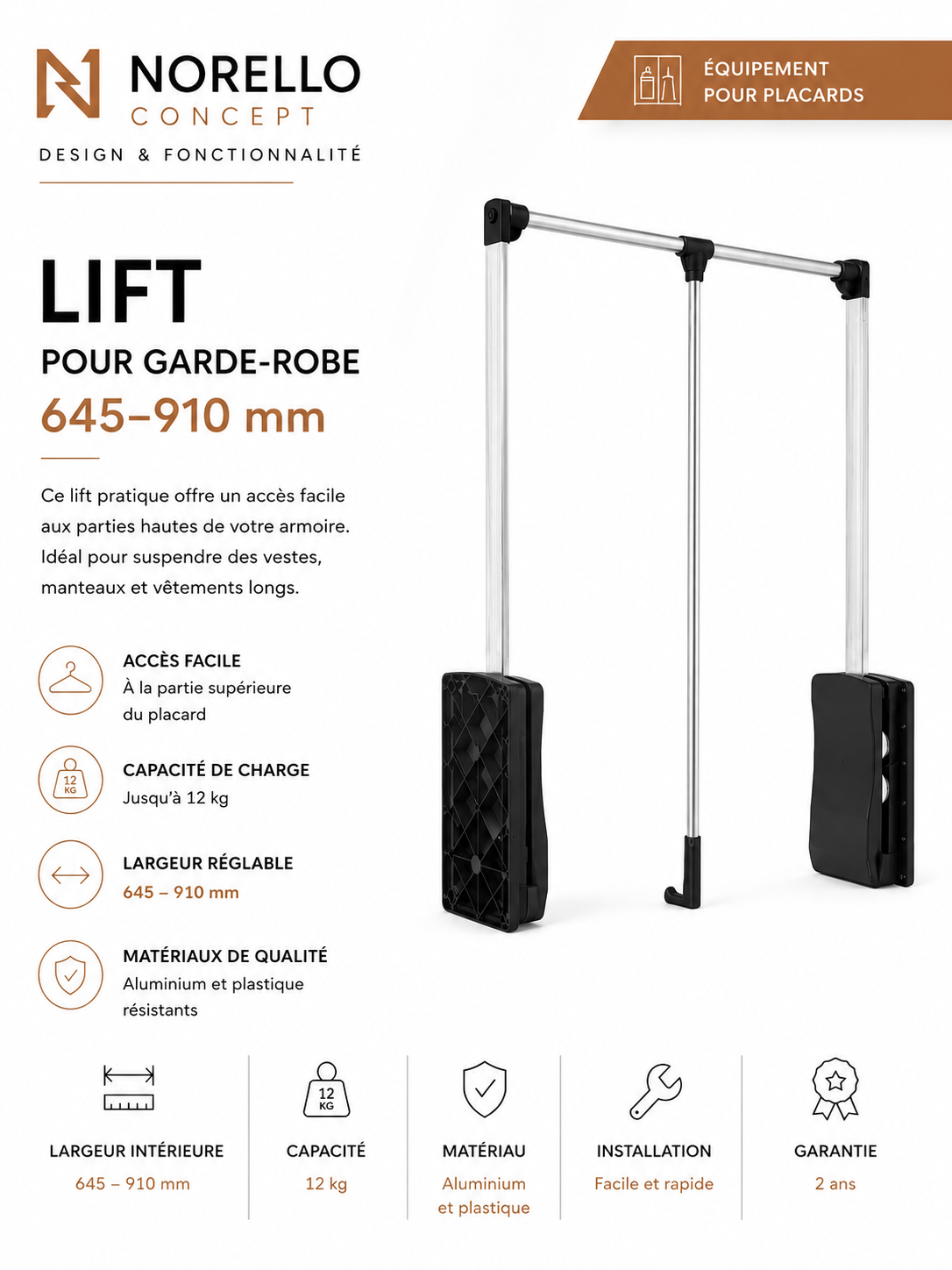 Lift pour garde-robe