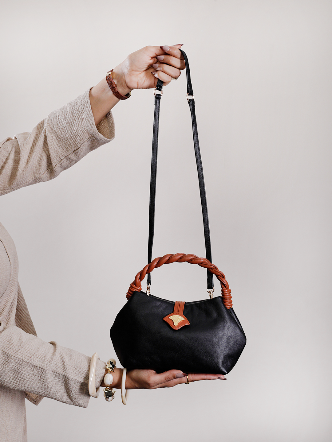 Elegant Black Leather Handbag