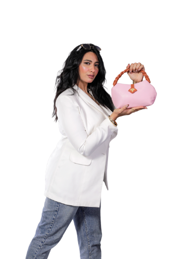 Blush Pink Braided Handle Bag
