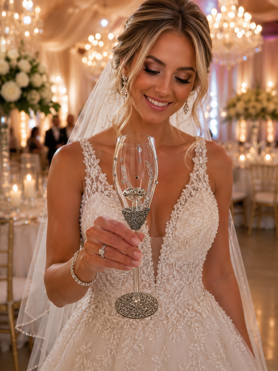 Luxury Rhinestone Wedding Champagne Flute