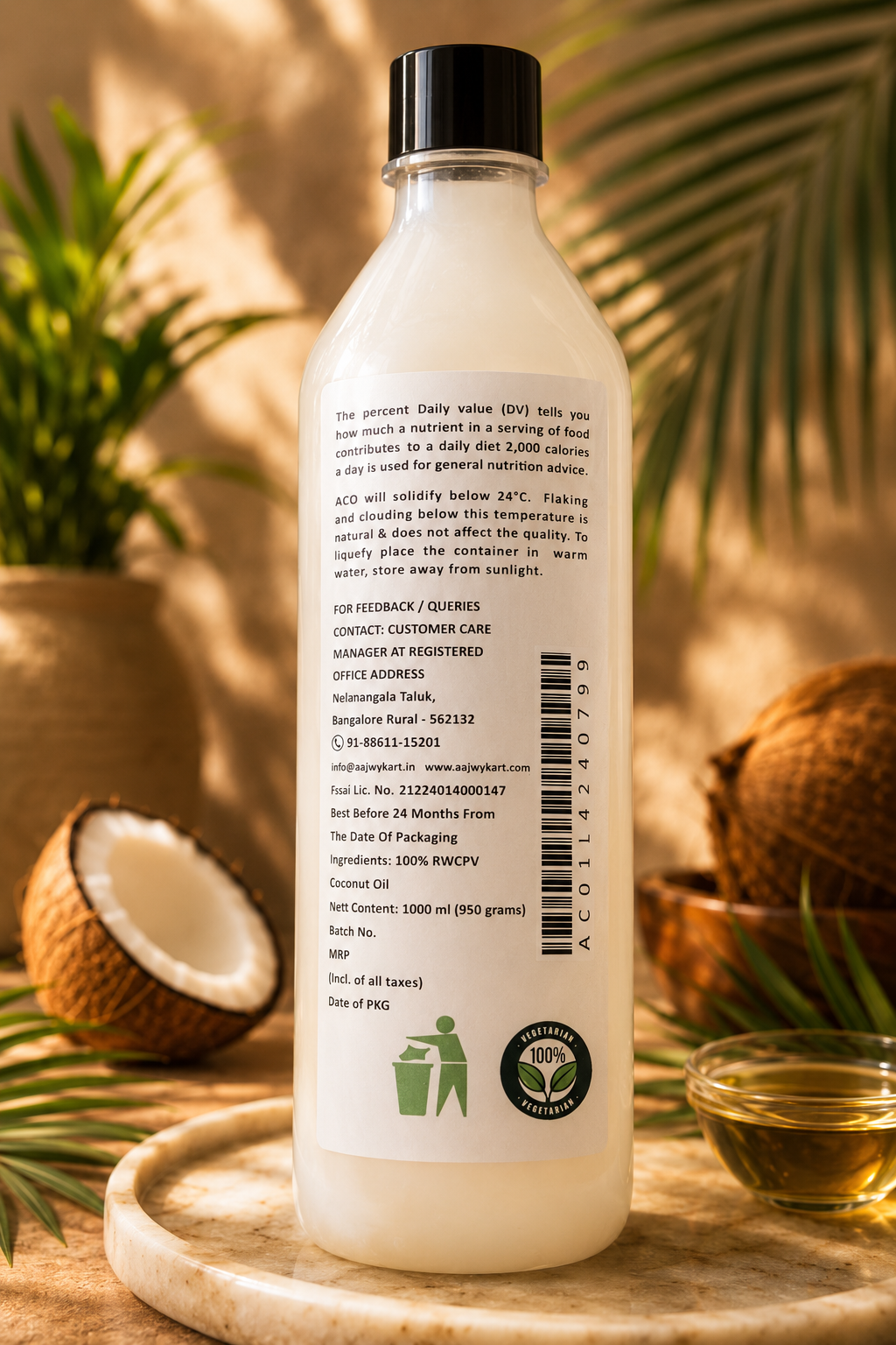 Extra Virgin Rosewood Cold Pressed Coconut Oil-500ML