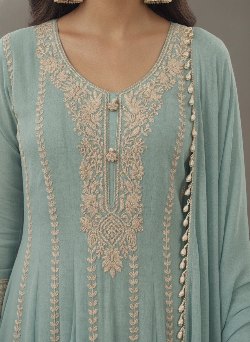 Mint Green Embroidered Anarkali Suit