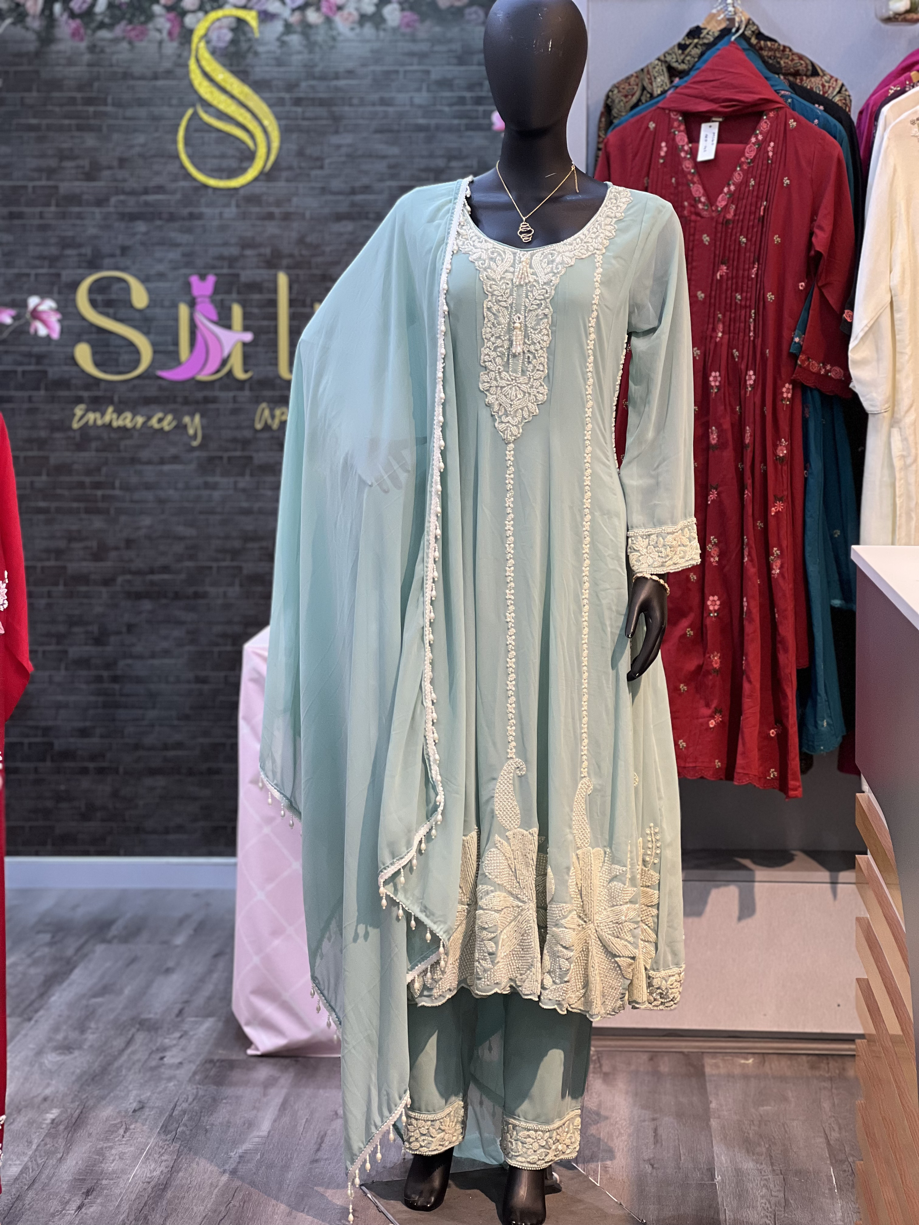 Embroidered Chiffon Suit