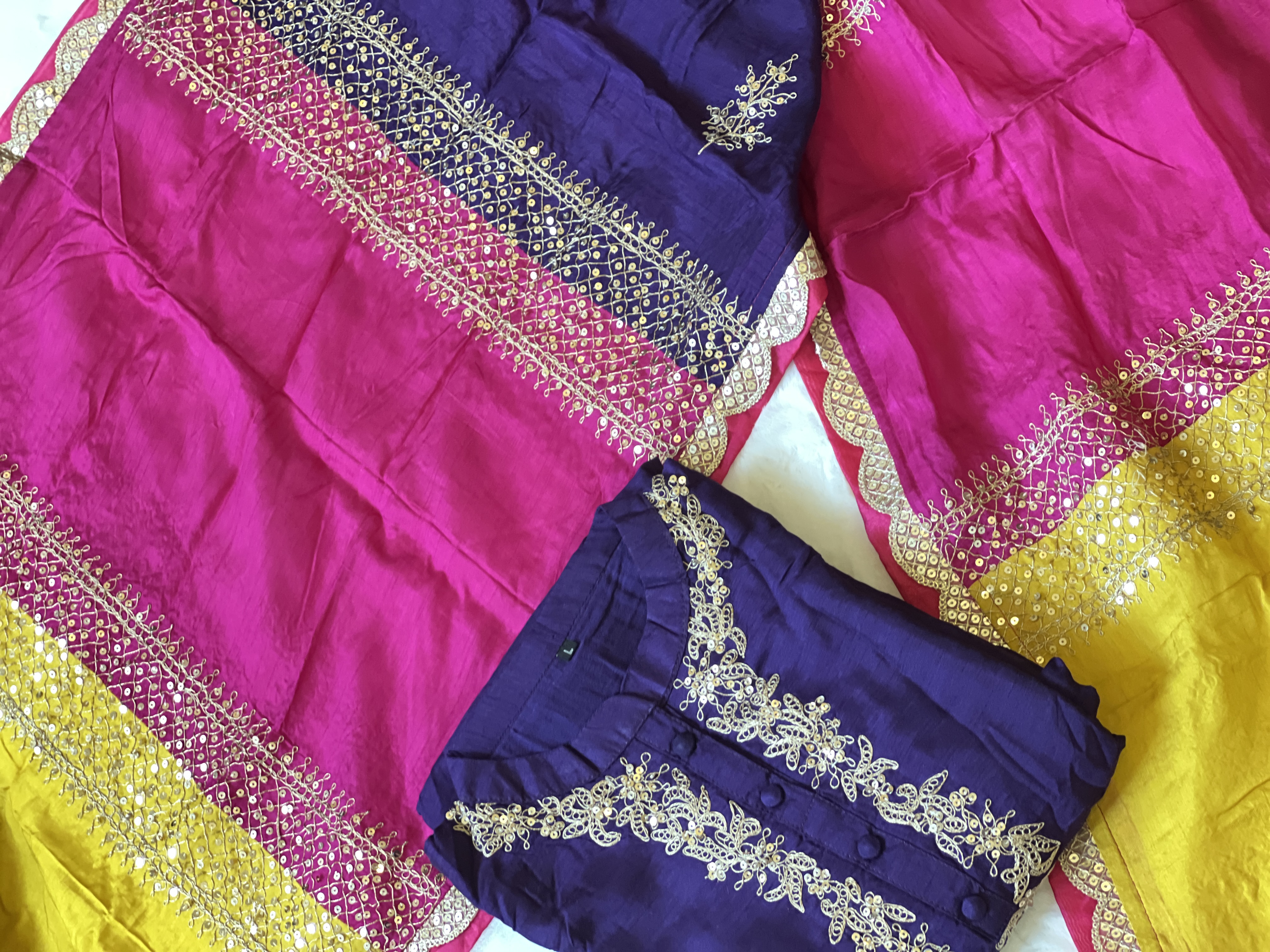 Royal Purple Embroidered Cotton Blend Kurta Set with Designer Dupatta | 3-Piece Ethnic Suit for Women