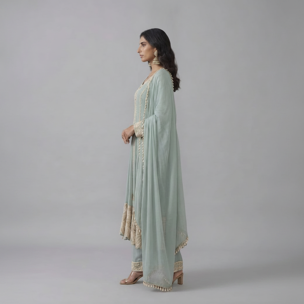 Mint Green Embroidered Anarkali Suit