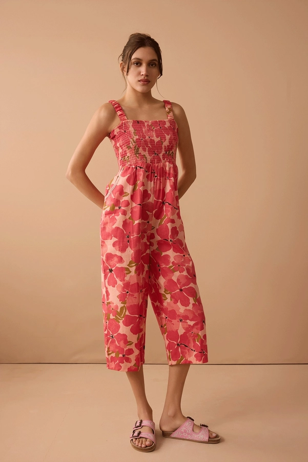 Floral Smocked Jumpsuit