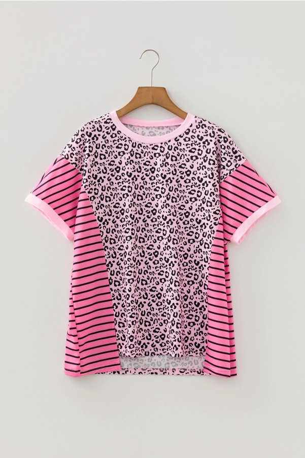 Pink Leopard & Stripe T-Shirt
