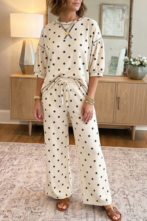 Polka Dot Lounge Set half sleeve