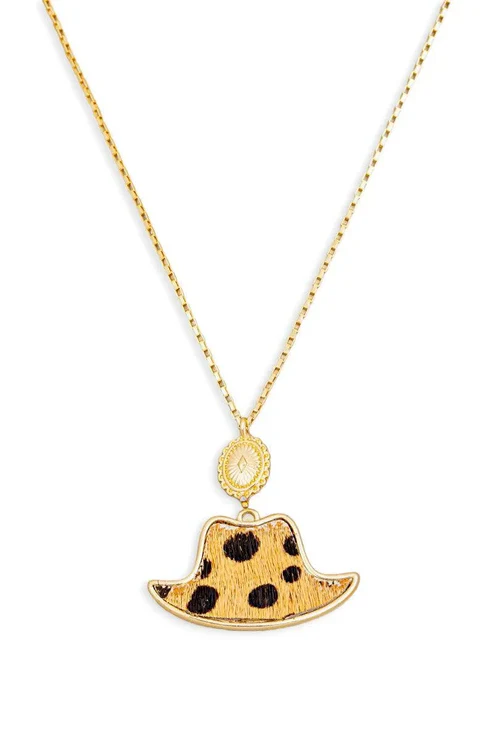 Leopard Print Hat Pendant Necklace