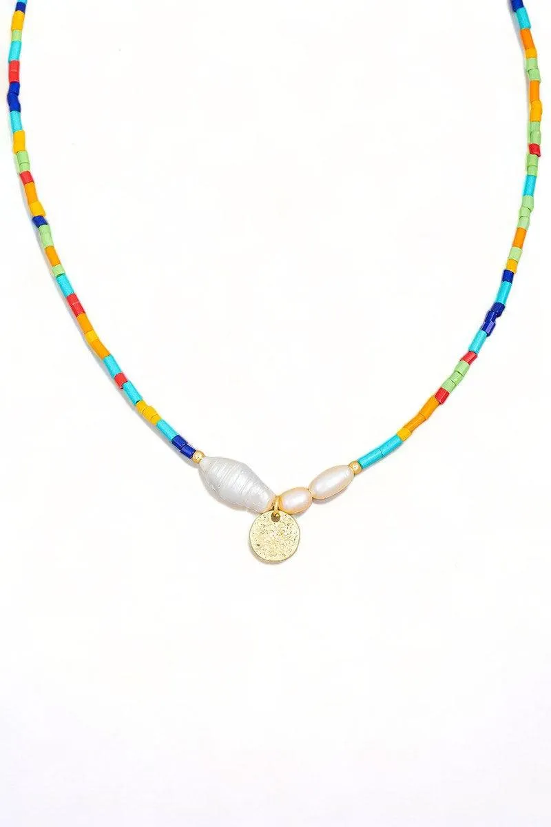 Colorful Beaded Shell Necklace