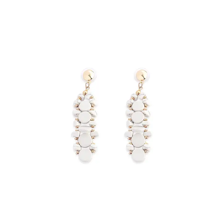 White Beaded Drop Earrings