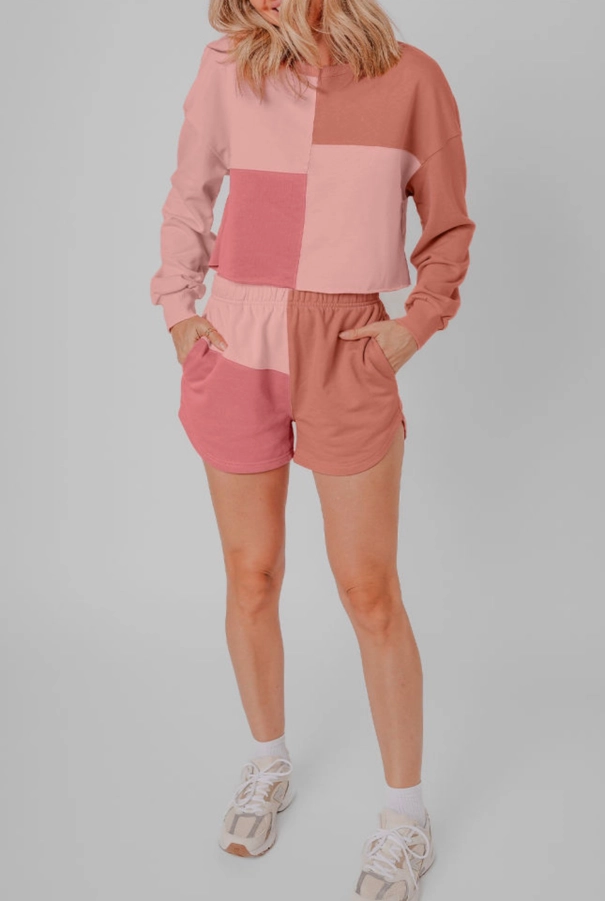 Color Block Short Set