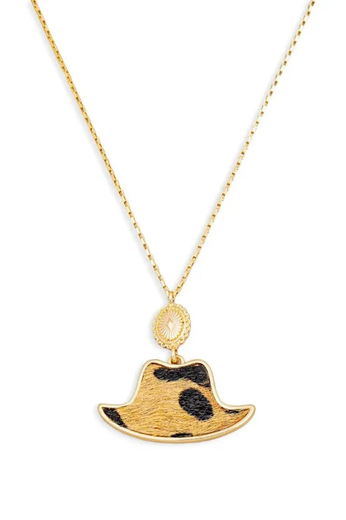 Leopard Print Hat Pendant Necklace