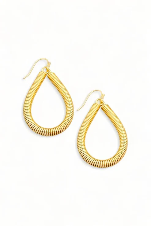 Teardrop Gold Coil Earrings