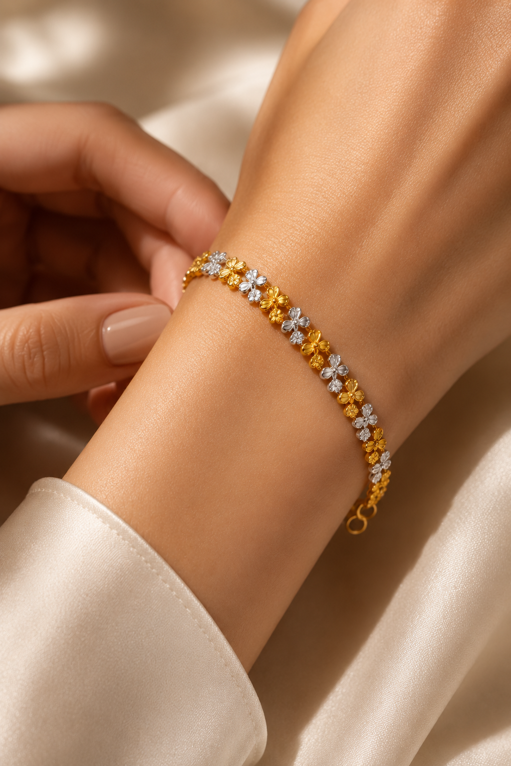 17.43g - Floral Dual-Tone Bracelet