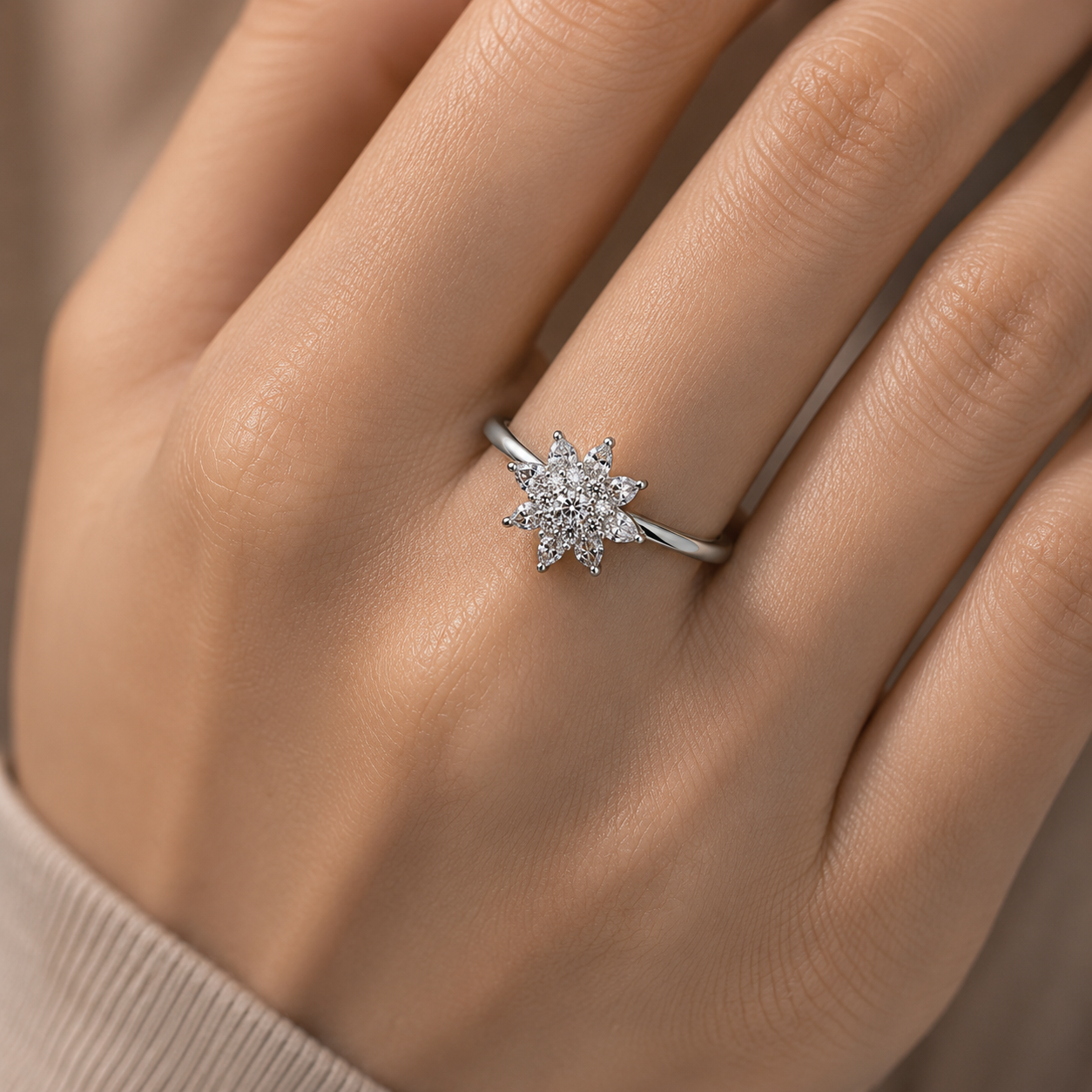 Starlight Silver Cluster Ring