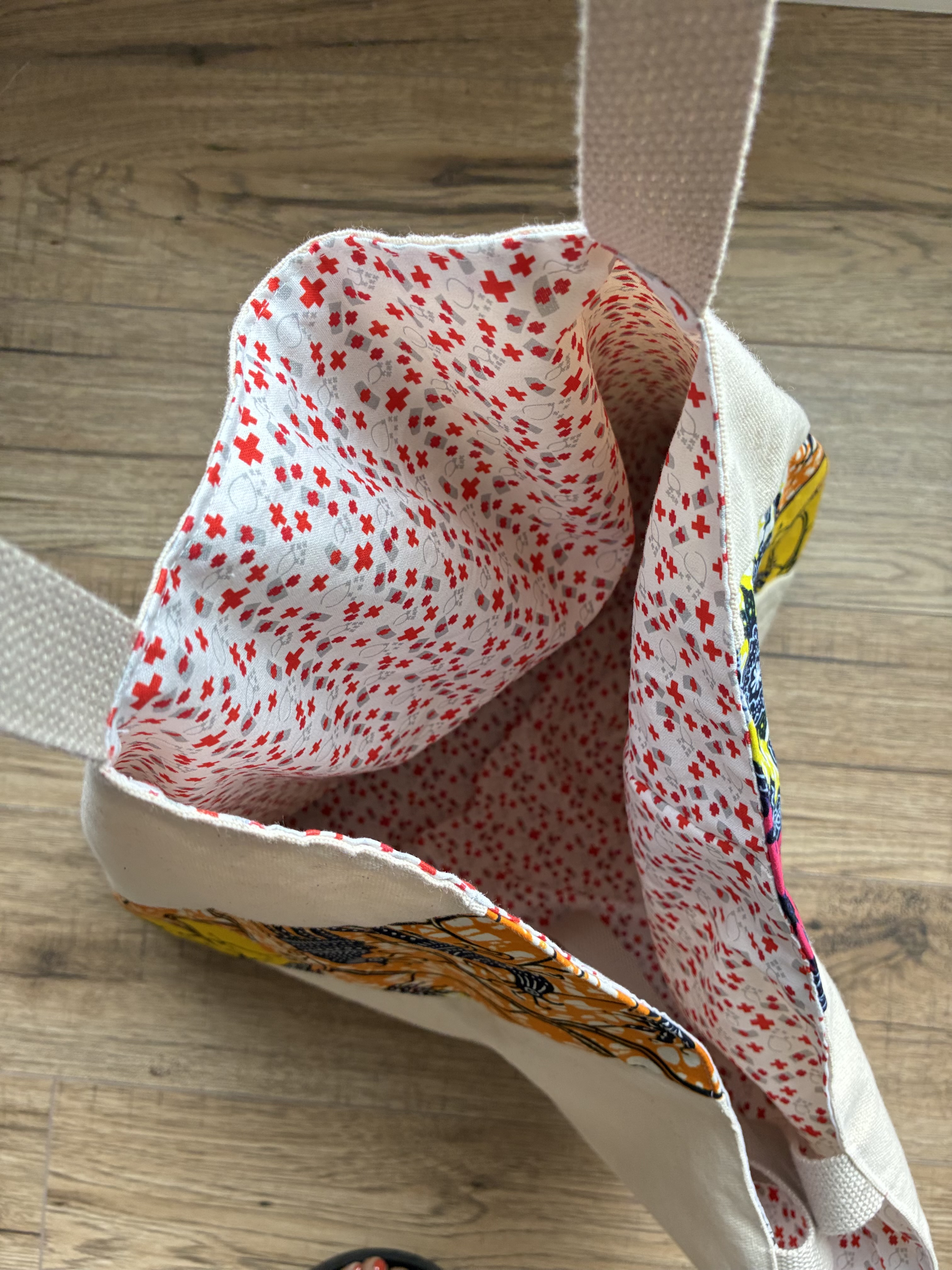 Floral Lined Canvas Tote Bag