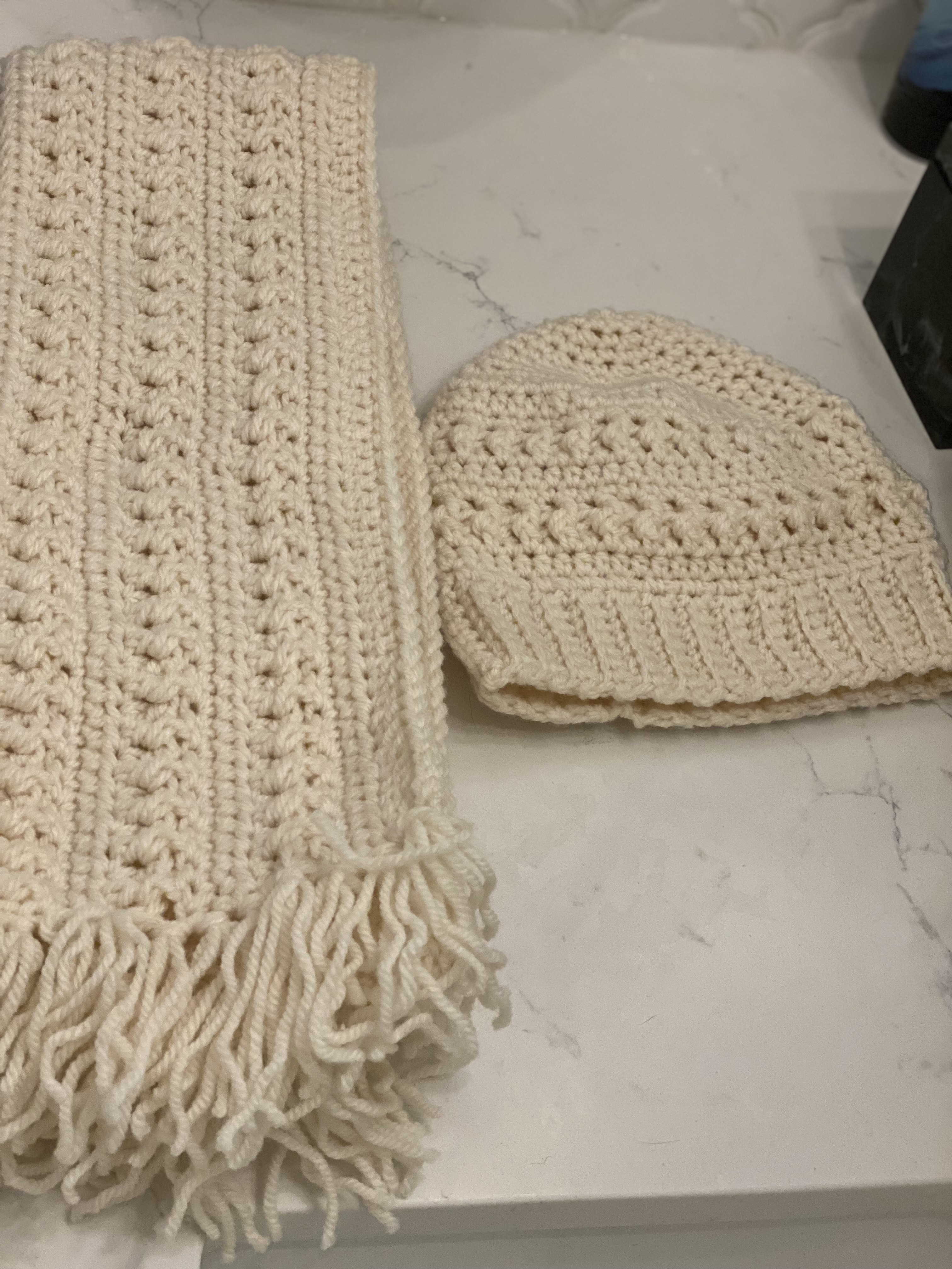 Handknit Winter Scarf & Hat Set