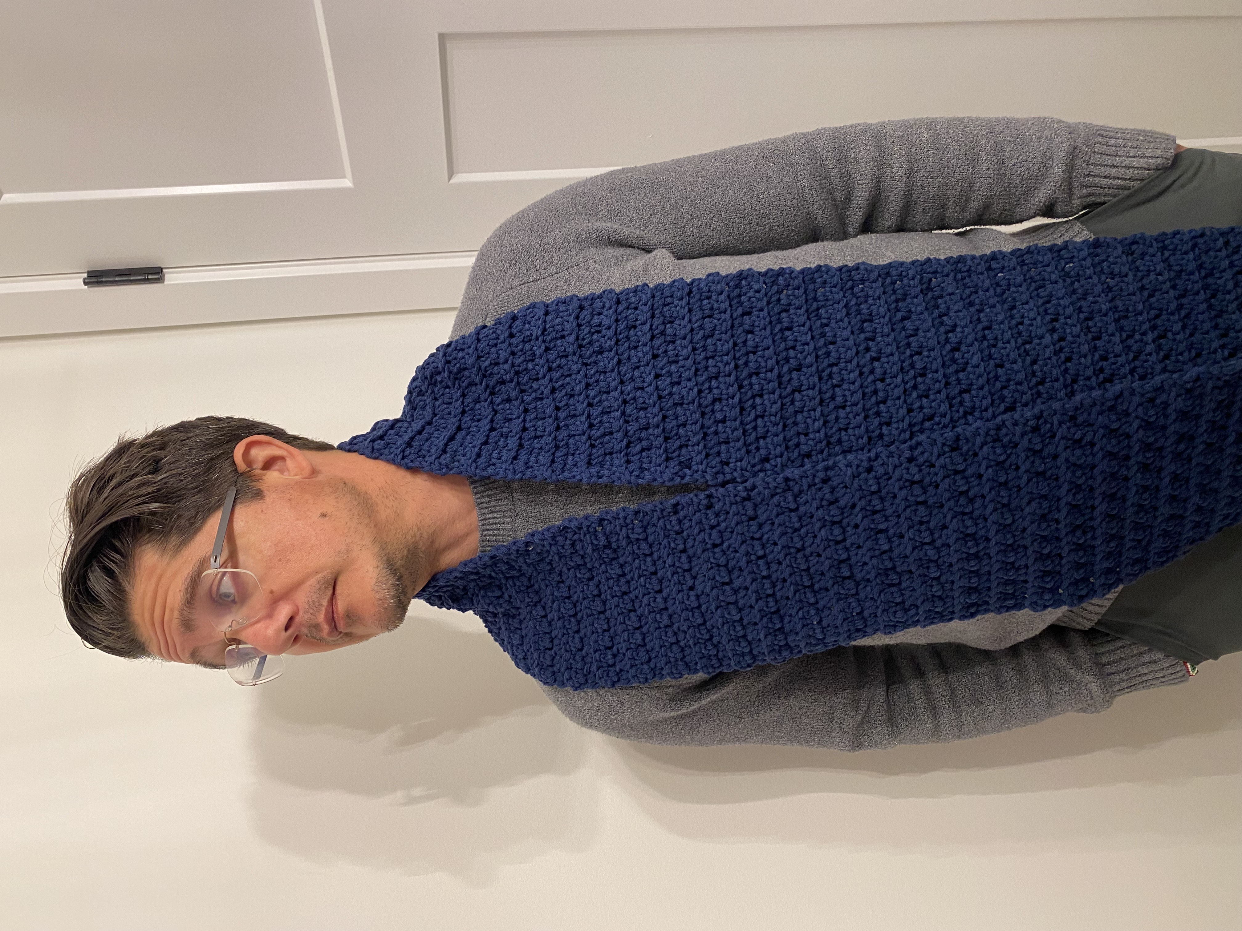 Navy Blue Scarf - textured pattern