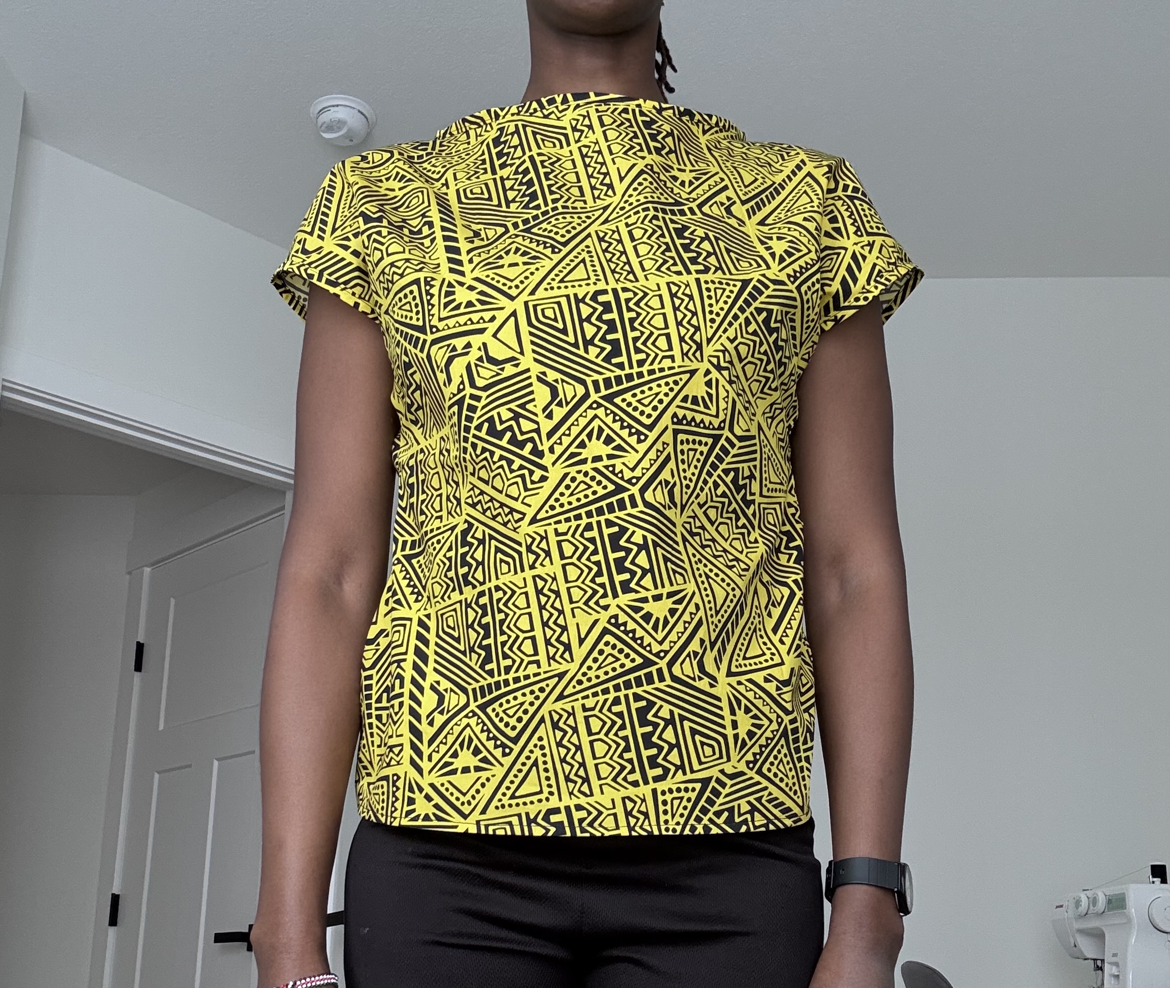African Print Yellow Geometric T-Shirt