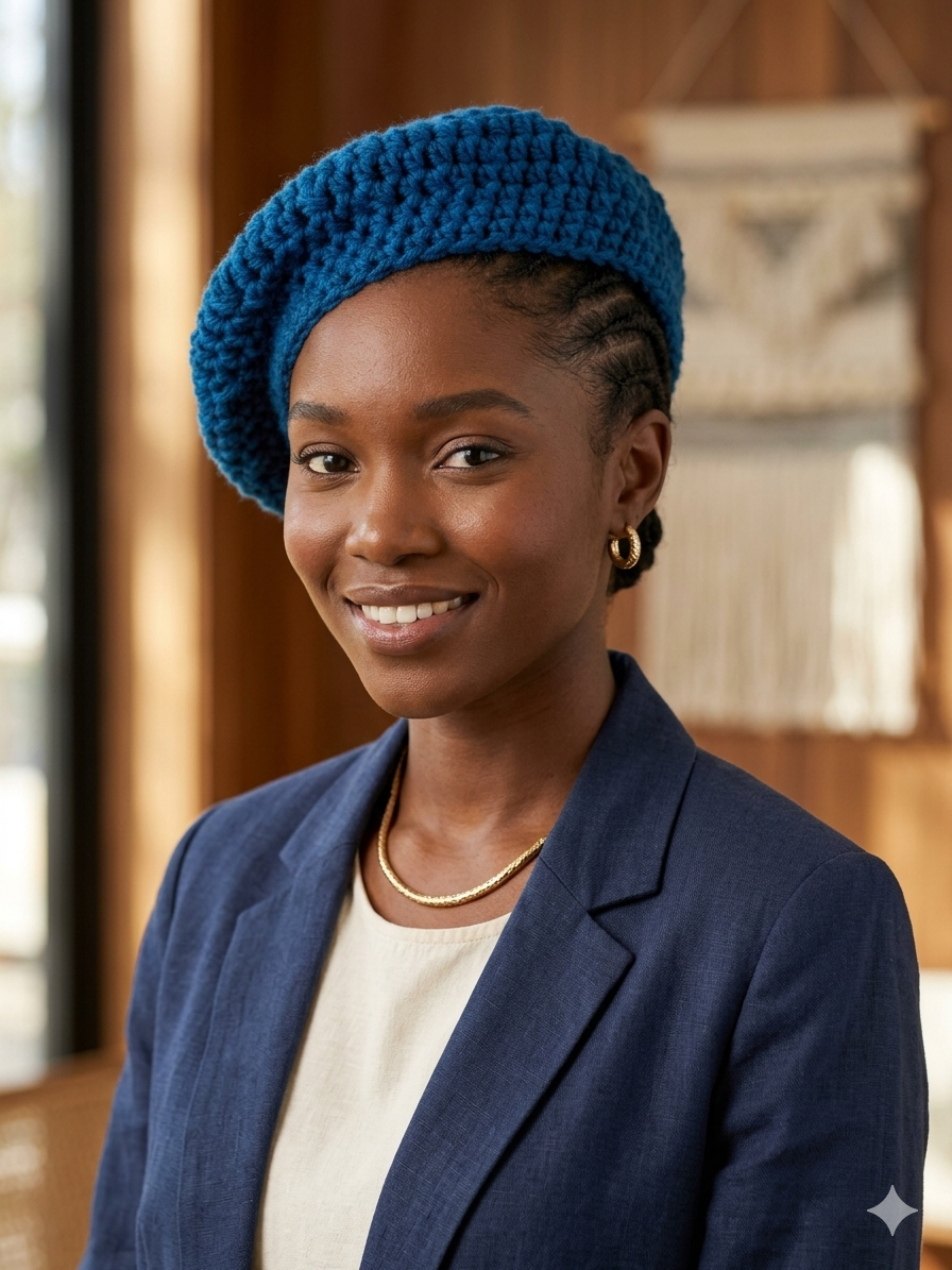 Handmade Blue Crochet Beret