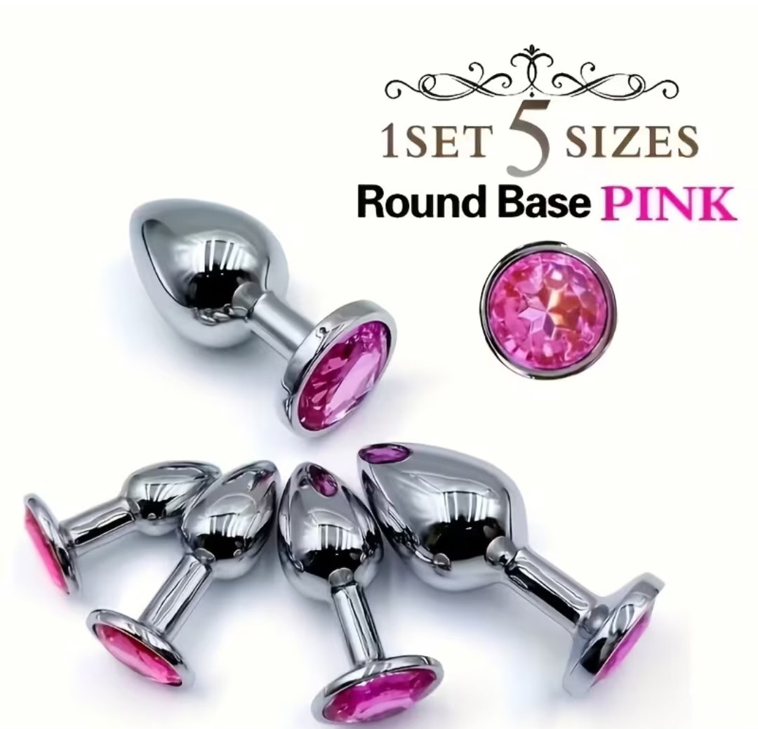 Metal Pink Gem Plug Set