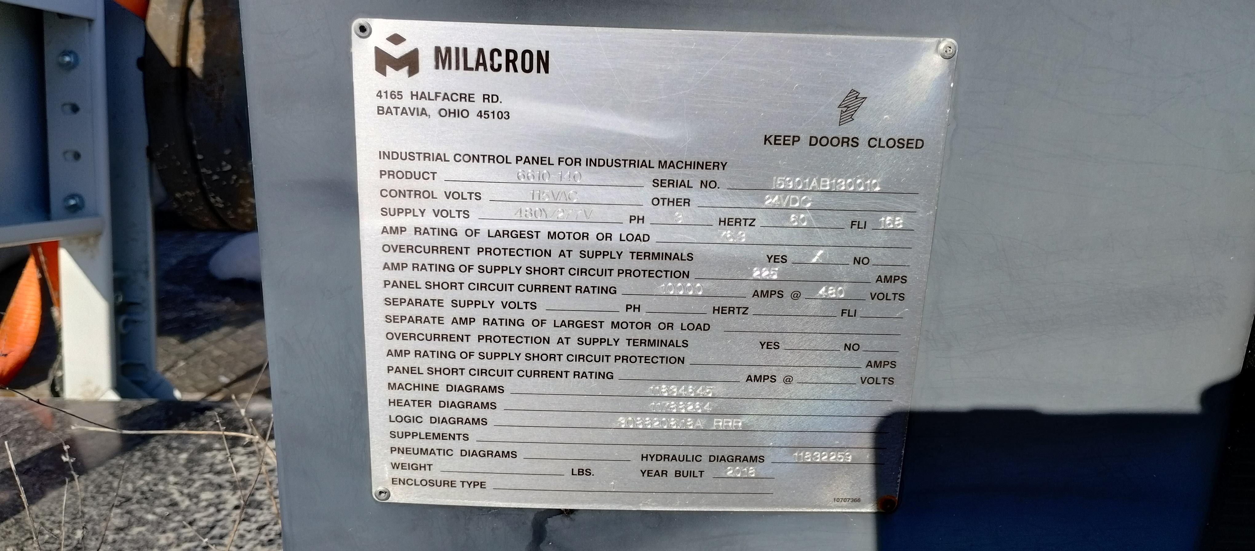 2018 Milacron 6610 140 Plastic Extruder