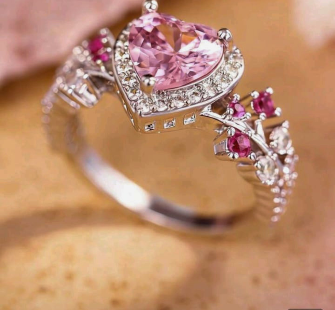 Anel Coração Rosa