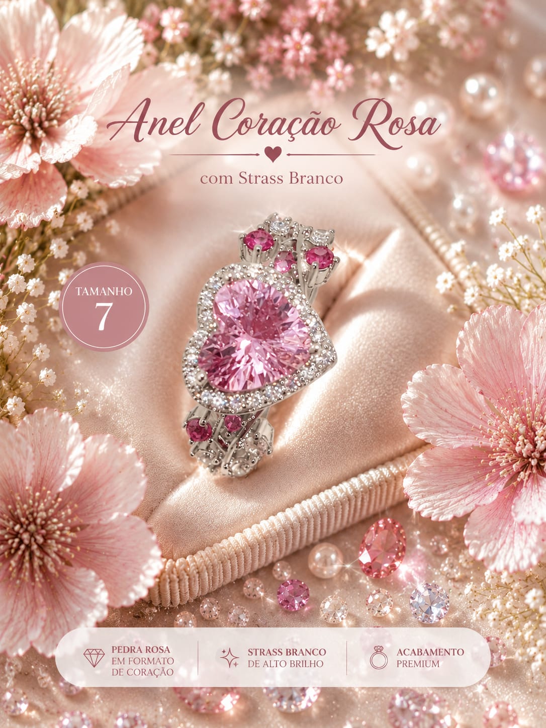 Anel Coração Rosa