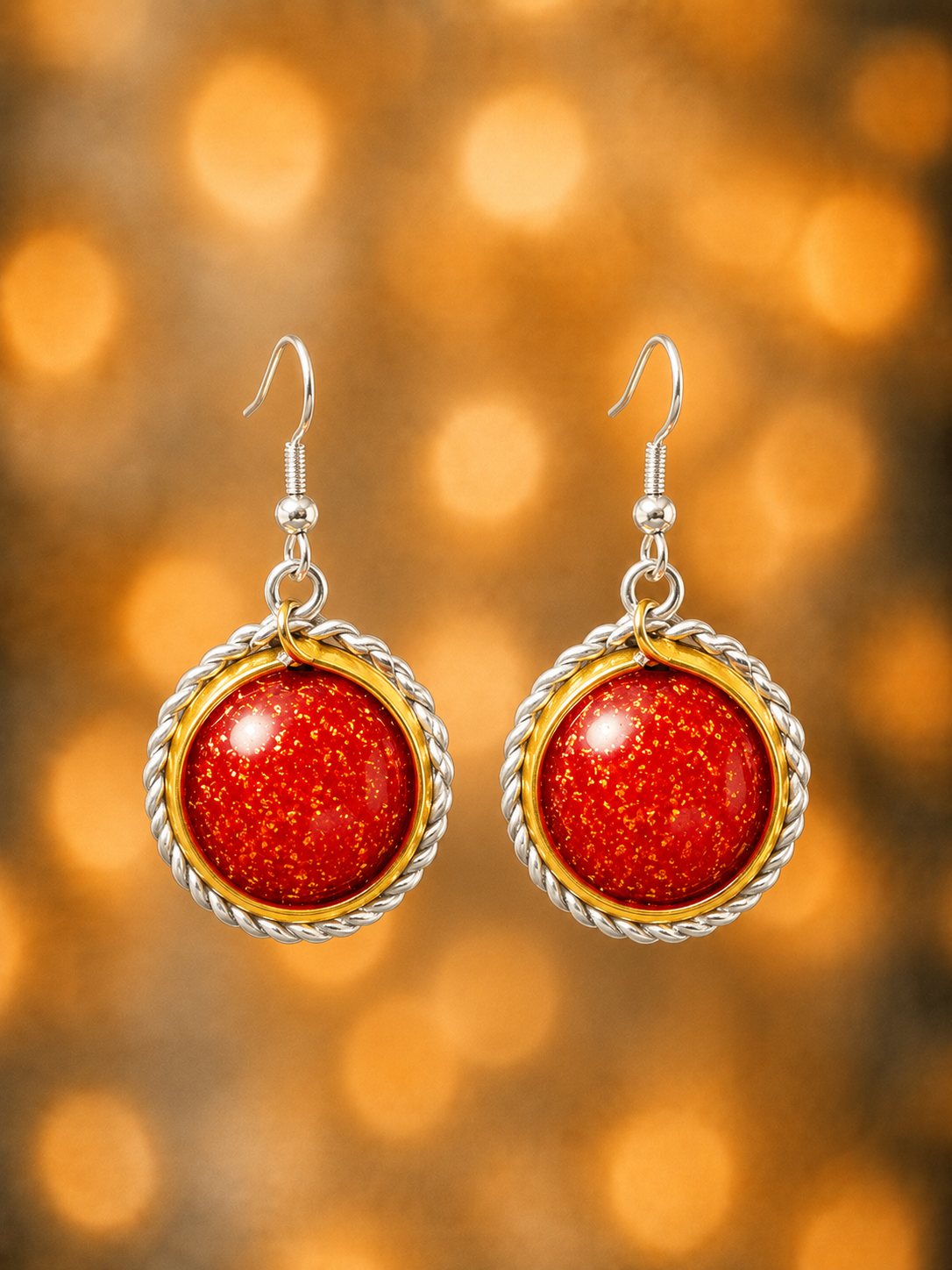 Boucles d'Oreilles Rondes en Aluminium et Résine Époxy
