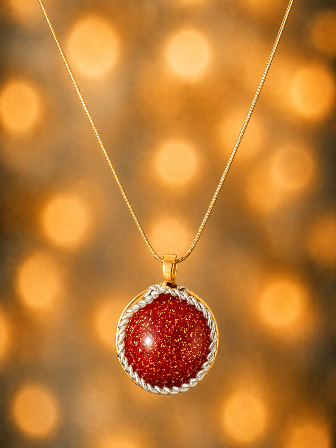Pendentif Rond en Aluminium et Résine Époxy