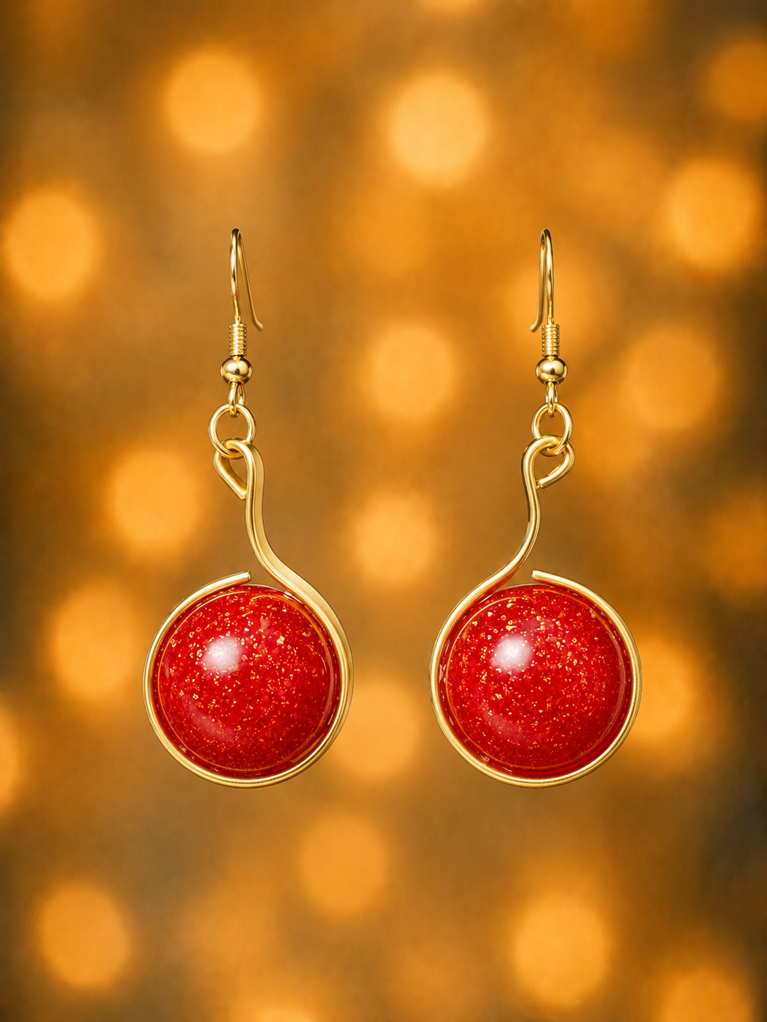 Boucles d’Oreilles Rondes Design Unique en Aluminium et Résine Époxy