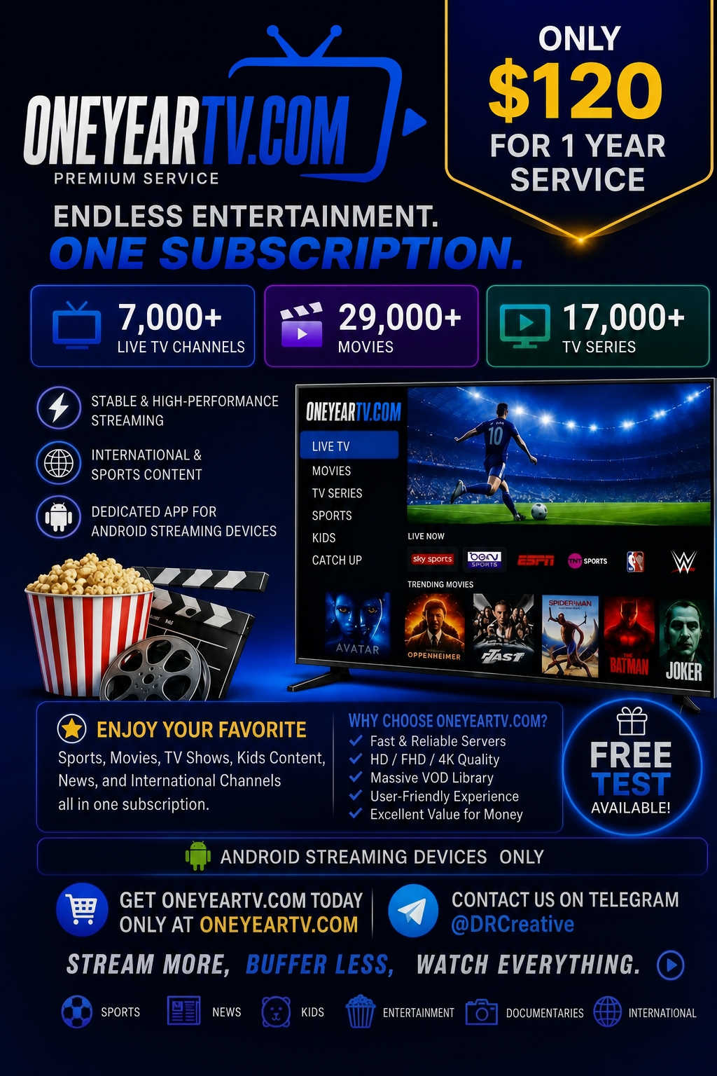 1 Year Premium Streaming Service Downloader App on Your Device Required