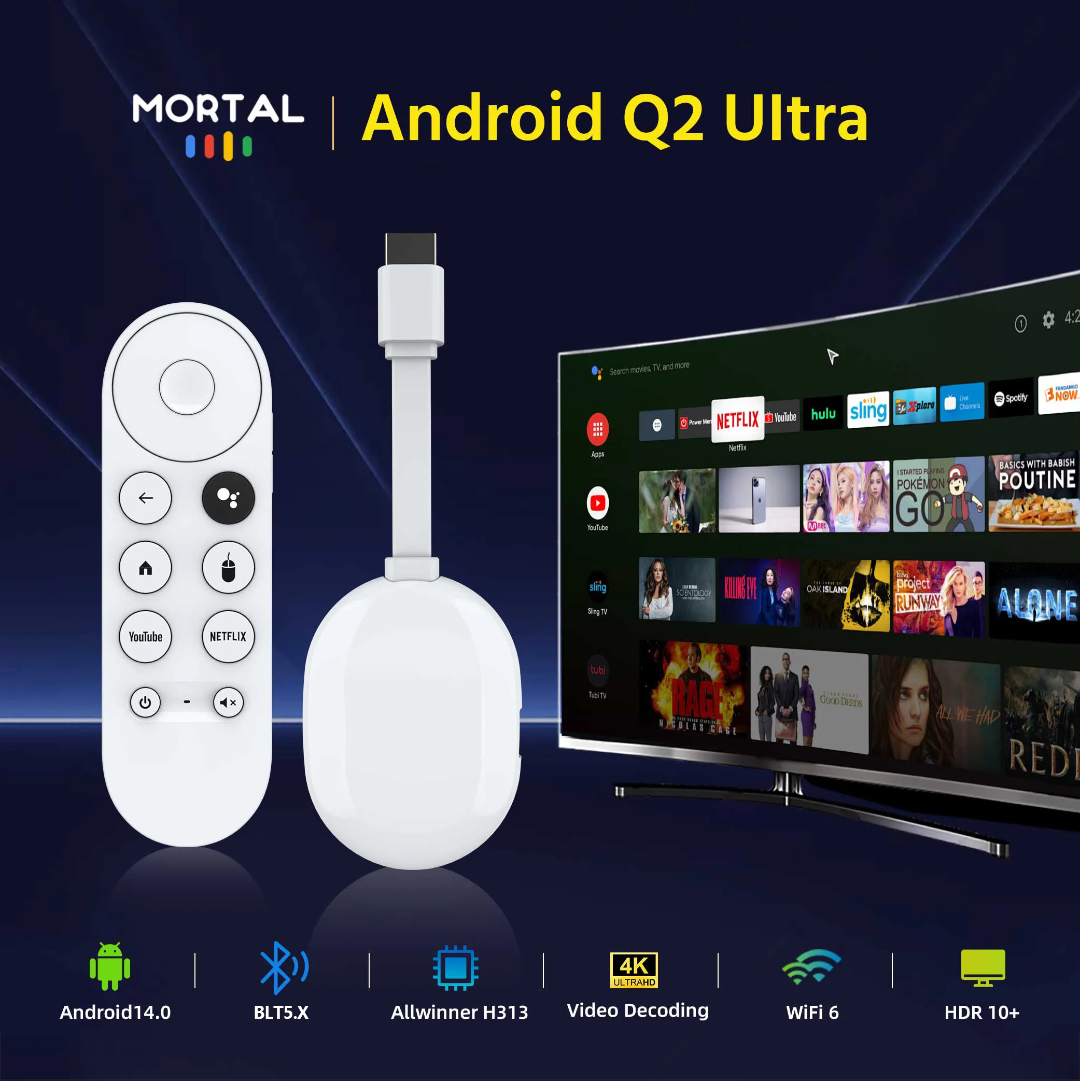 Android 4k Chromecast Smart TV Streaming Device With 1 Year Service Included !