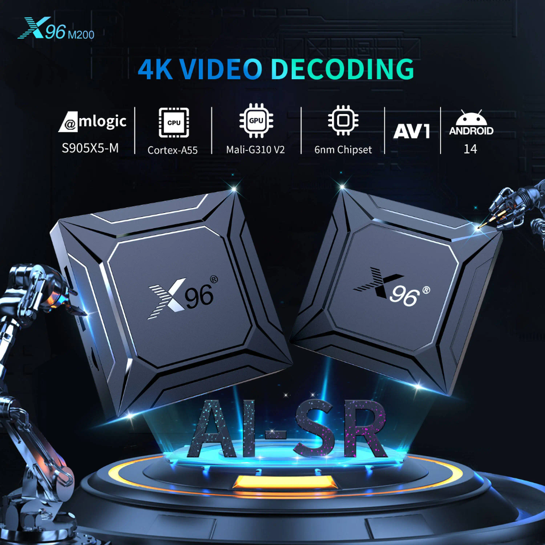 X96 M200 4K Android TV Box with Ai-SR Upscaling Technology and 1 Year Premium Service Included !