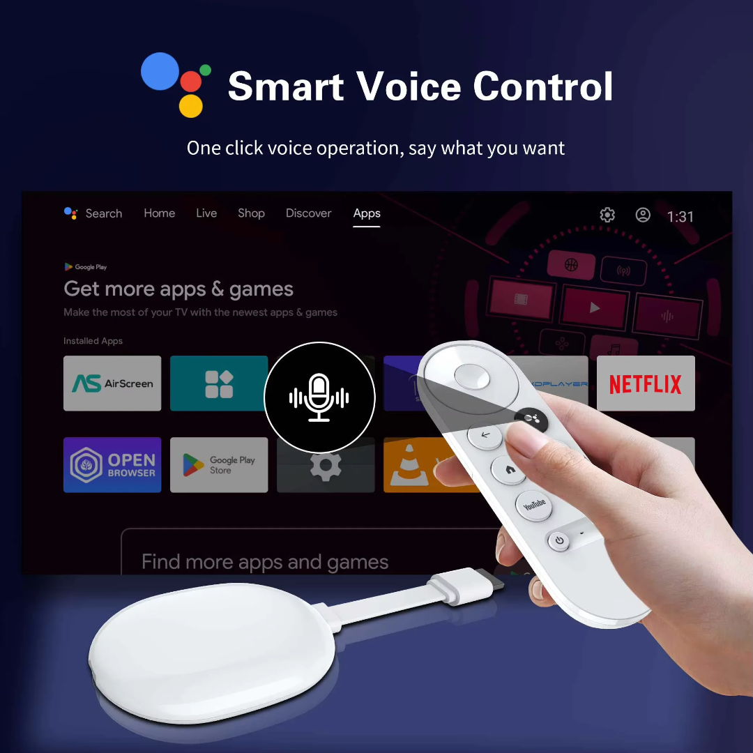 Android 4k Chromecast Smart TV Streaming Device With 1 Year Service Included !