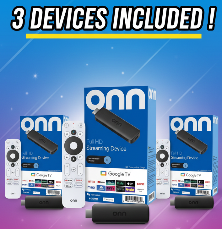 1 Year Premium Streaming Service With 3 FHD Devices With Voice Remote Included !